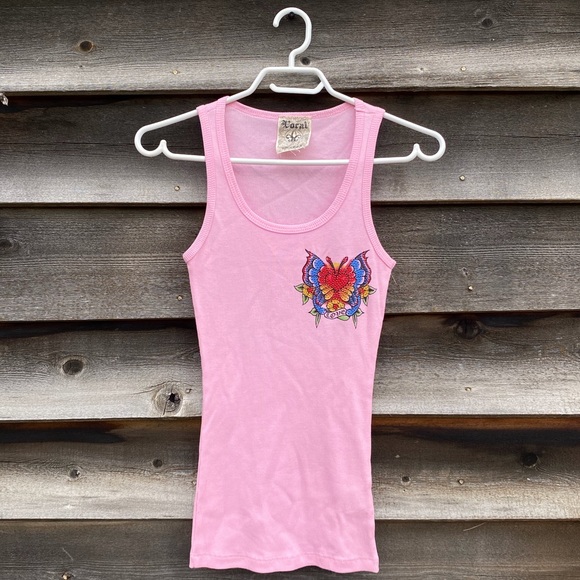 🆕 Pink tattoo inspired Y2K rhinestone tank top - Picture 2 of 5
